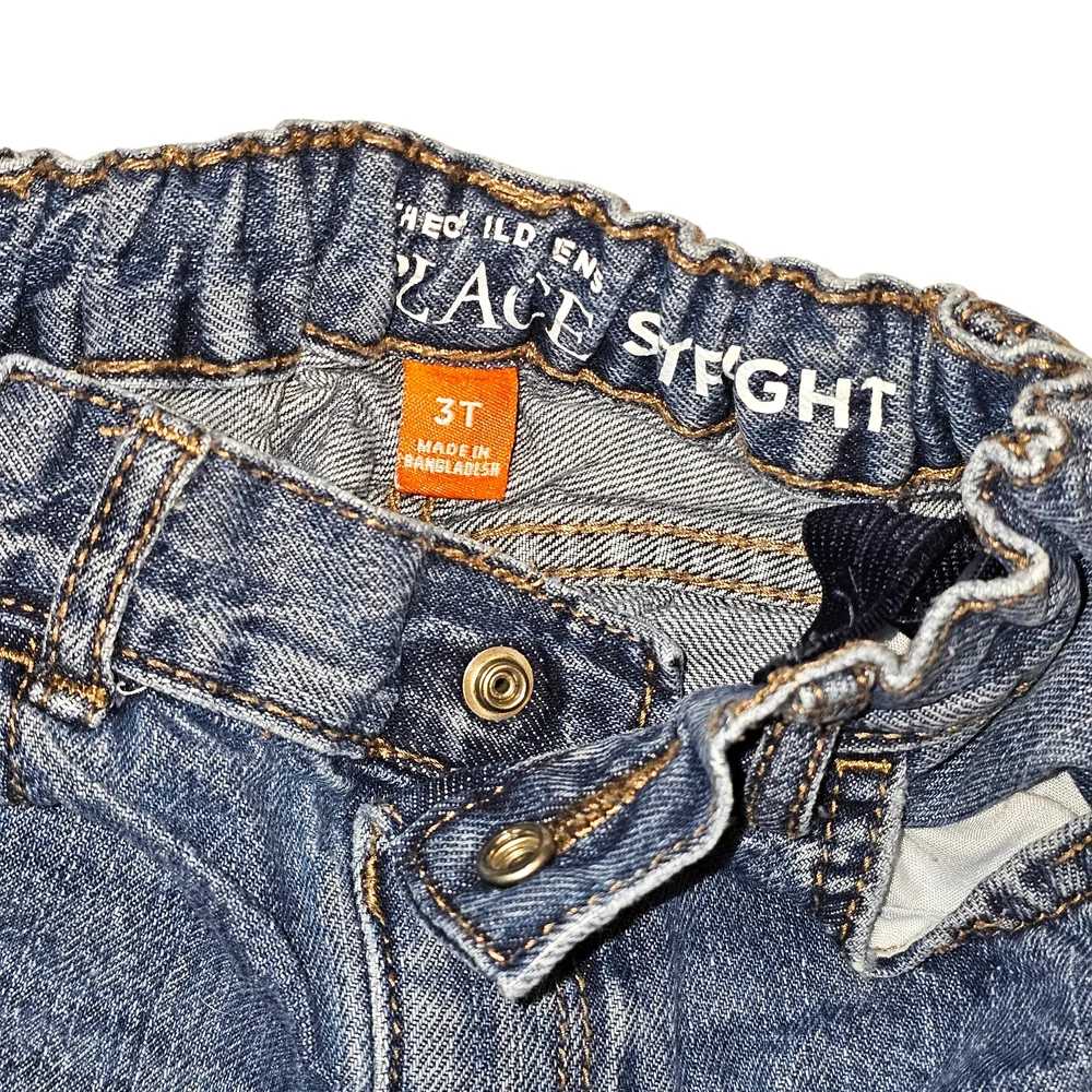 Kids Blue Denim Jeans toddler elastic straight-leg 3T